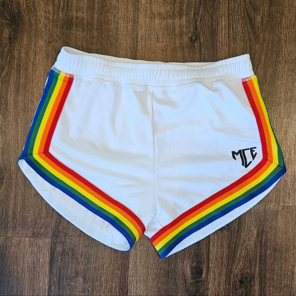 MCE Creations white pride shorts with liner - Picture 1 of 5